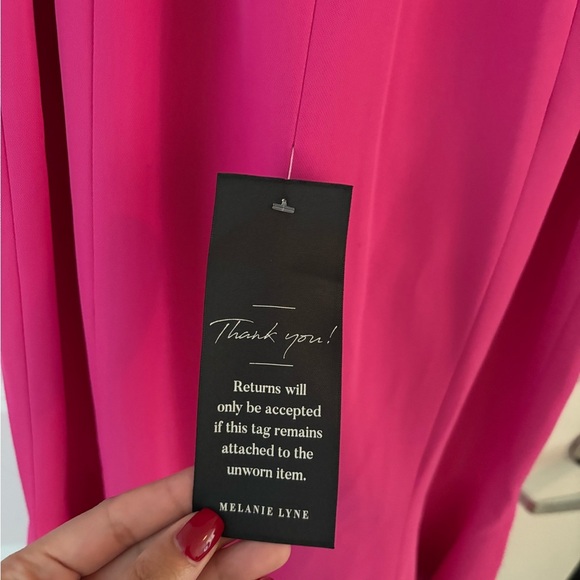 Melanie Lyne Pink Flared Tulip Hem Belted Dress - Size 6 - Picture 8 of 13